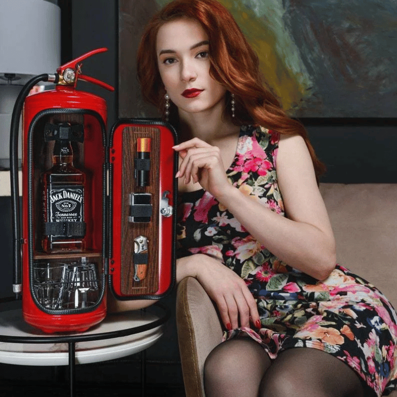 Minibar a forma di estintore | Bar richiudibile a chiave | Nascondiglio originale per bevande | FireBar