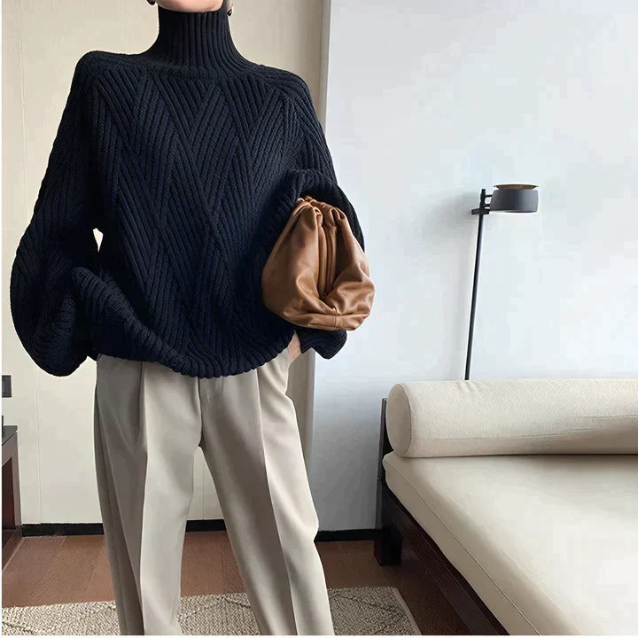 Victoria - Schwarzer Rollkragenpullover