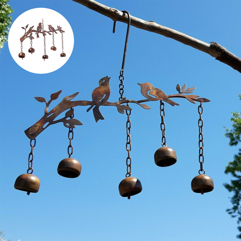Vogel-Windspiel | Eisen Antik | 4 Glocken | Bellvogel