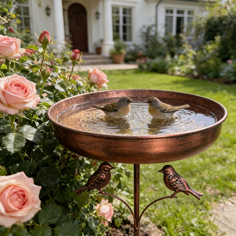 Vogelbad | Mit Ständer | Robuste Metallschale | BirdHaven