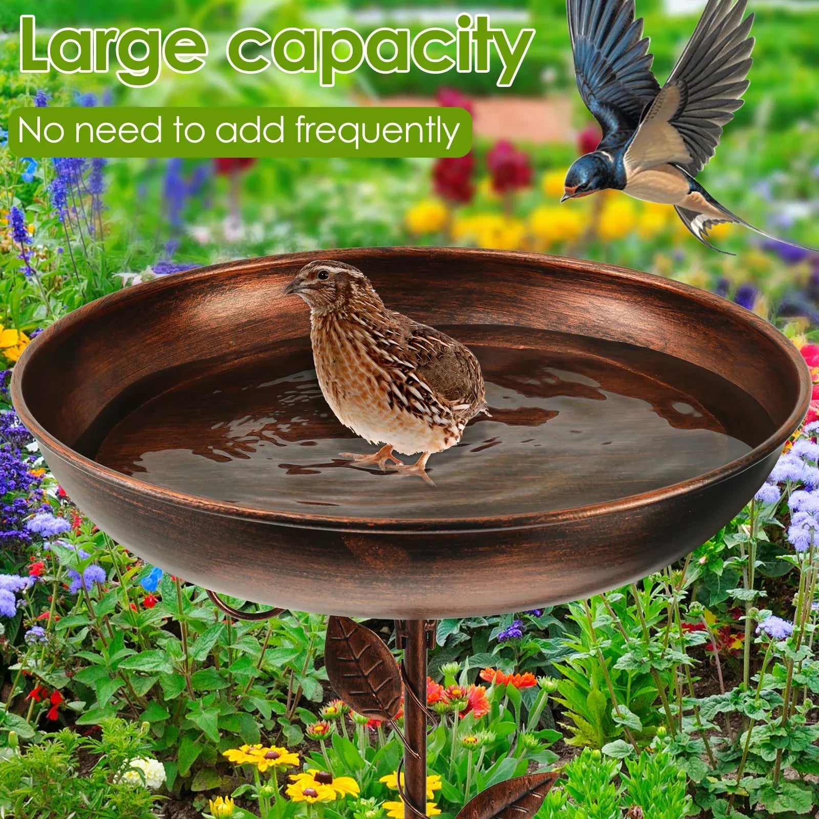 Vogelbad | Mit Ständer | Robuste Metallschale | BirdHaven