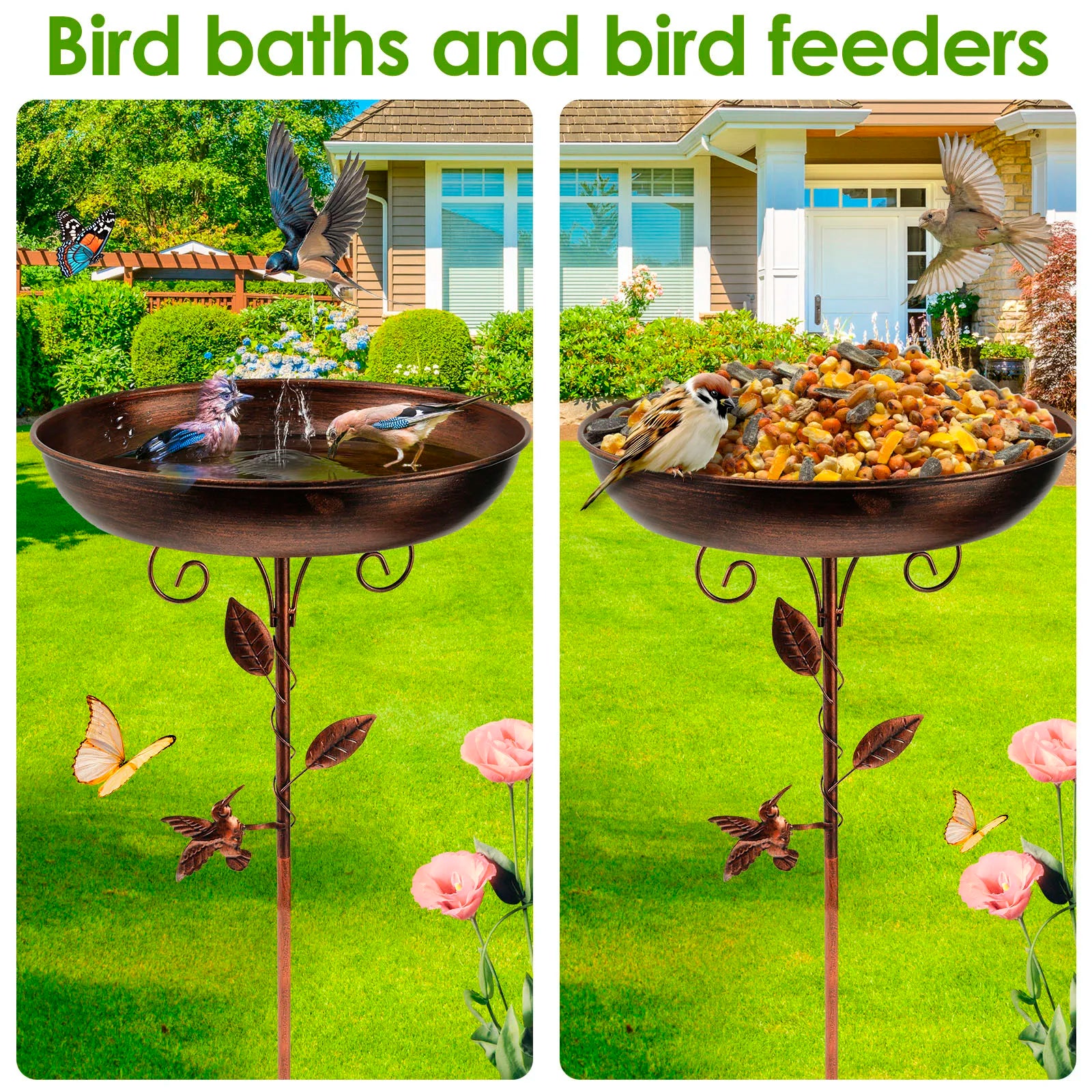 Vogelbad | Mit Ständer | Robuste Metallschale | BirdHaven