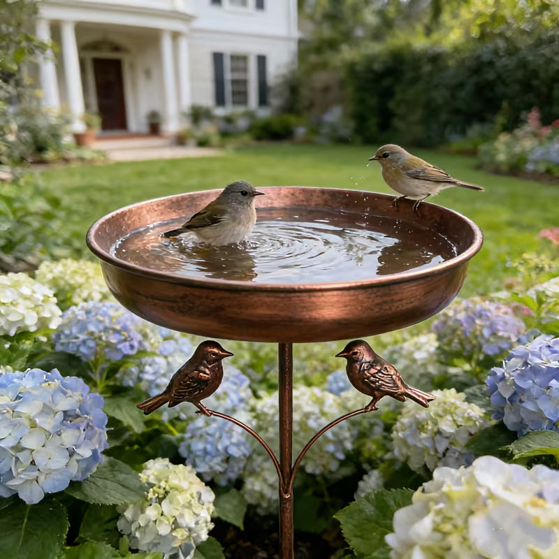 Vogelbad | Mit Ständer | Robuste Metallschale | BirdHaven
