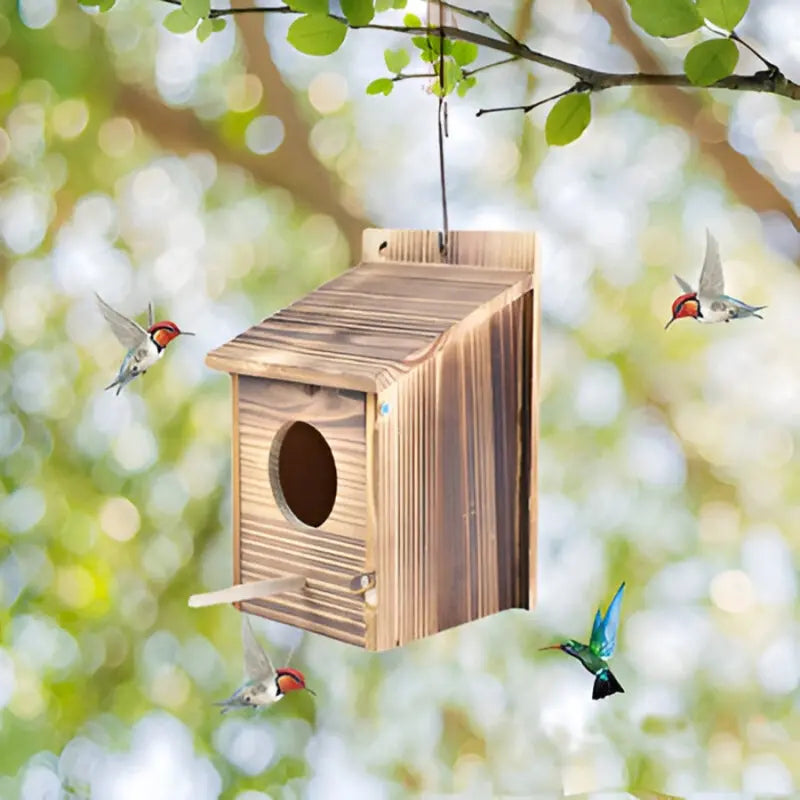Vogelhaus | Einfacher Holzkasten | Für den Garten, den Balkon oder das Wohnzimmer | NaturHafen