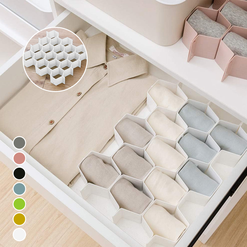 Wabenförmige Schubladenteiler-Organisation | Steckbares PP-Kunststoff System | Flexibel für Kleidung & Büro | Hivesort