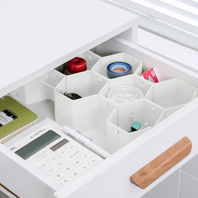 Wabenförmige Schubladenteiler-Organisation | Steckbares PP-Kunststoff System | Flexibel für Kleidung & Büro | Hivesort