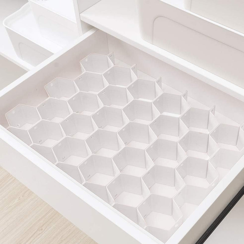 Wabenförmige Schubladenteiler-Organisation | Steckbares PP-Kunststoff System | Flexibel für Kleidung & Büro | Hivesort