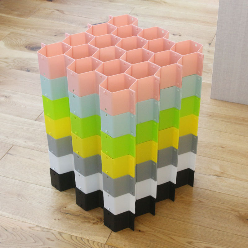 Wabenförmige Schubladenteiler-Organisation | Steckbares PP-Kunststoff System | Flexibel für Kleidung & Büro | Hivesort