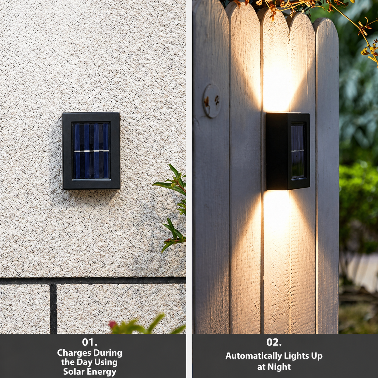 Wandleuchte | Solar LED Außenwandleuchte | Automatischer Dämmerungssensor | LumaGarden