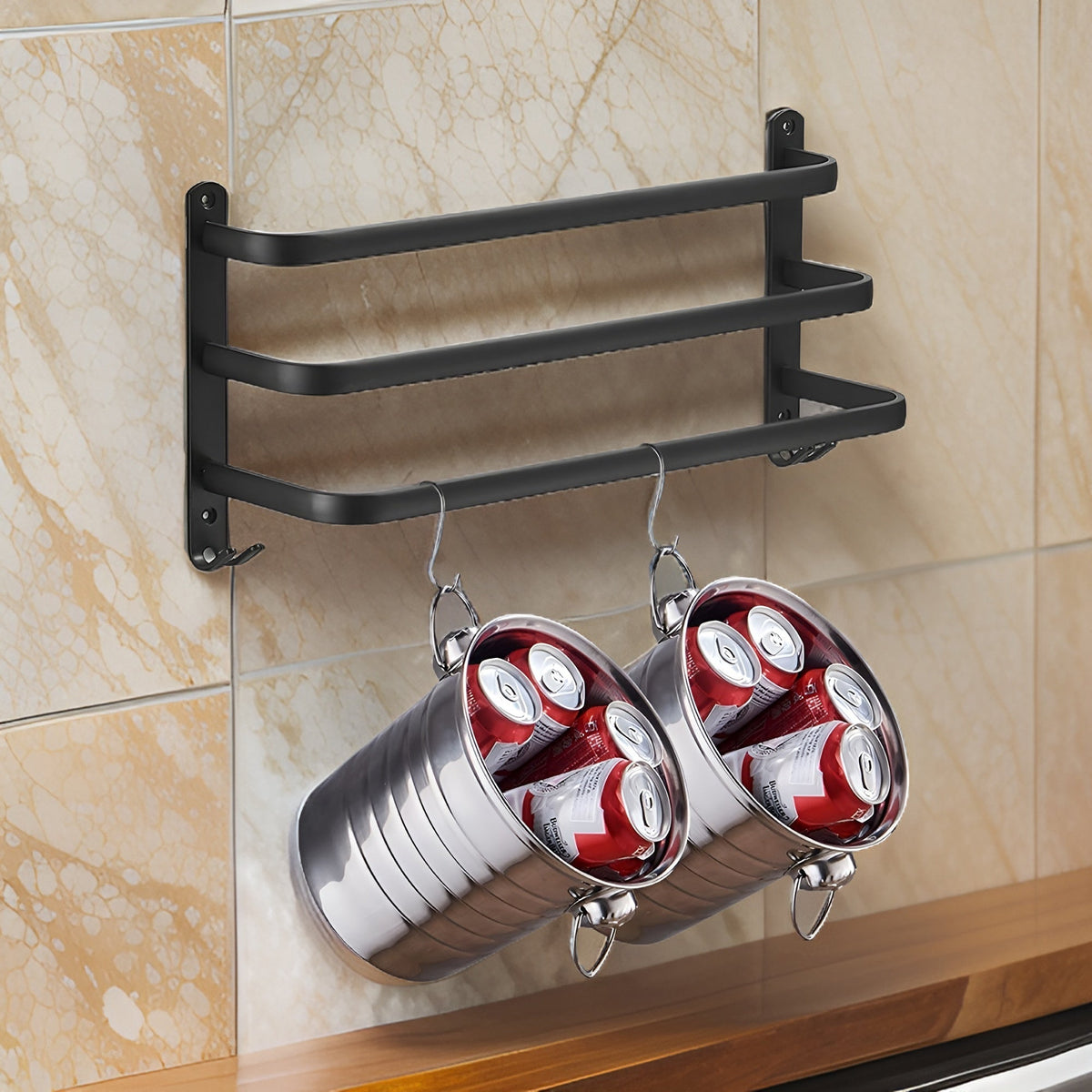 Wandmontierter Handtuchhalter | mit Haken | Platzsparend | TowerRack