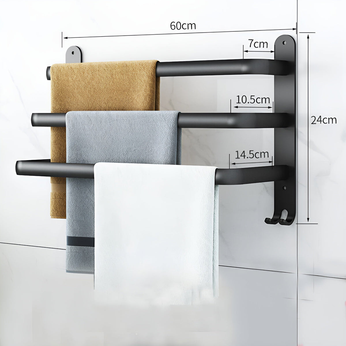 Wandmontierter Handtuchhalter | mit Haken | Platzsparend | TowerRack