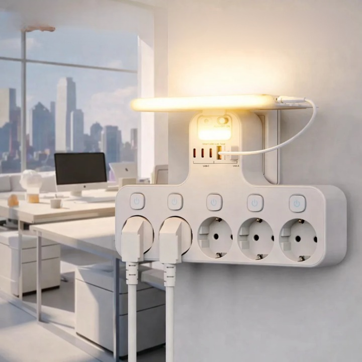 Wandsteckdosenleiste | Einzeln schaltbare Steckdosen | USB Ladeanschlüsse | WallCharge