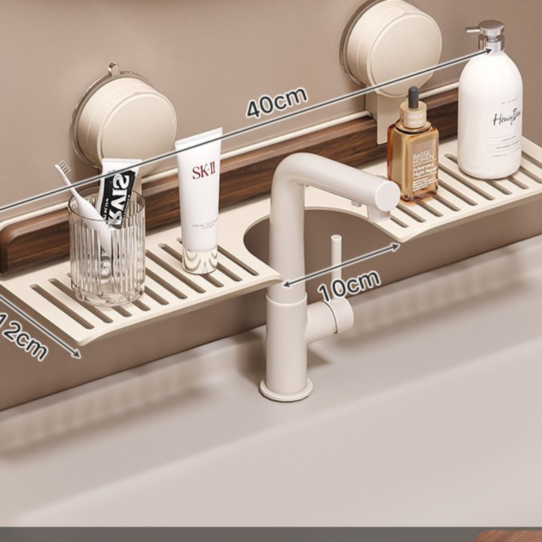 Waschbecken Organizer | Saugnapf Wandablage fürs Bad | Abtropfdesign für Ordnung | SinkSleek