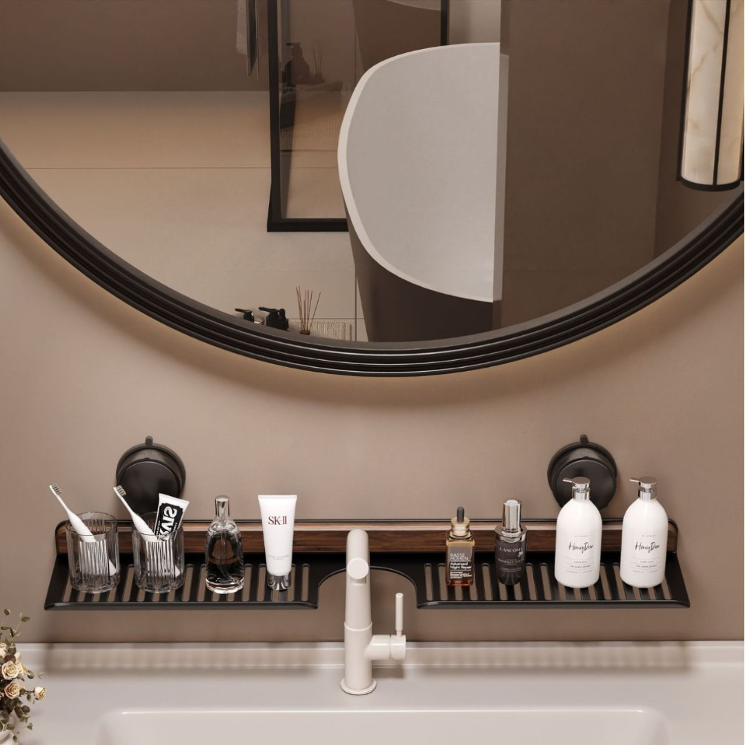 Waschbecken Organizer | Saugnapf Wandablage fürs Bad | Abtropfdesign für Ordnung | SinkSleek