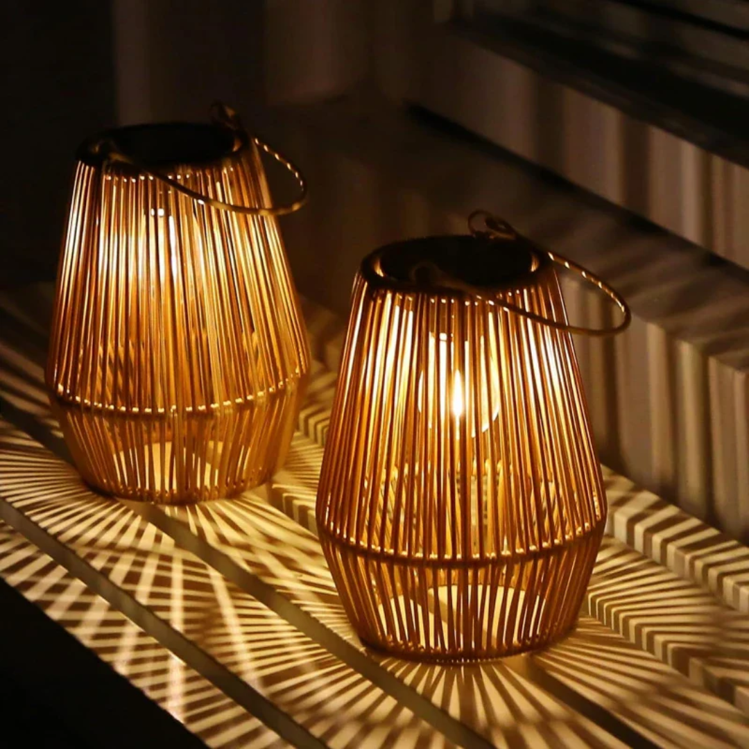 Wasserdichte Solar-Gartenlampe Rattan | Handgewebt | LED | Automatisch | Rattanova
