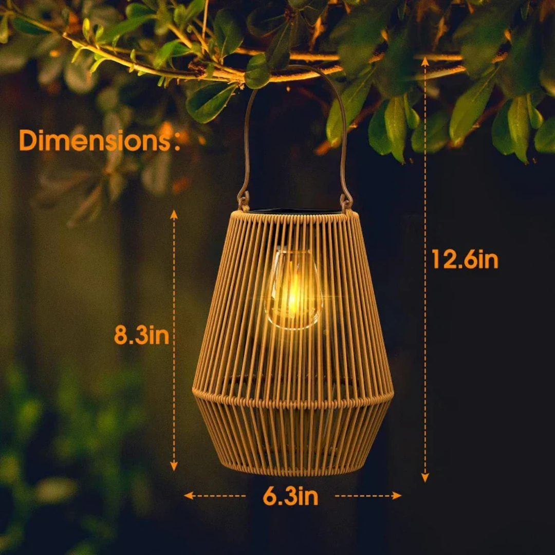 Wasserdichte Solar-Gartenlampe Rattan | Handgewebt | LED | Automatisch | Rattanova
