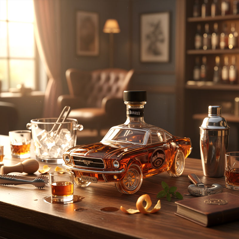Whiskyflasche | Mustang-Whiskeykaraffe | Detailreiche Glasform | BarRacer
