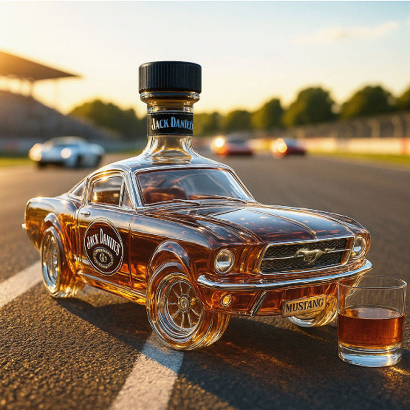 Whiskyflasche | Mustang-Whiskeykaraffe | Detailreiche Glasform | BarRacer