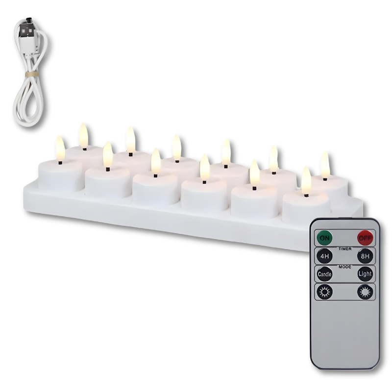 Wiederaufladbare flammenlose Kerzen | Mit Fernbedienung & Timer | USB-Aufladbar | FlameFree
