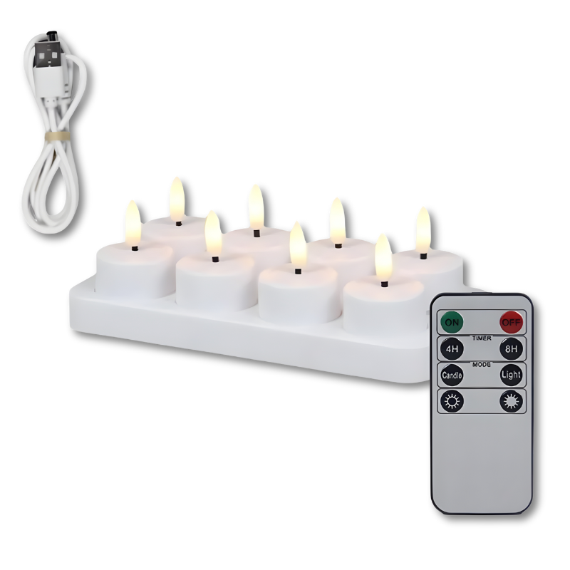 Wiederaufladbare flammenlose Kerzen | Mit Fernbedienung & Timer | USB-Aufladbar | FlameFree