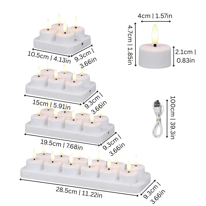 Wiederaufladbare flammenlose Kerzen | Mit Fernbedienung & Timer | USB-Aufladbar | FlameFree