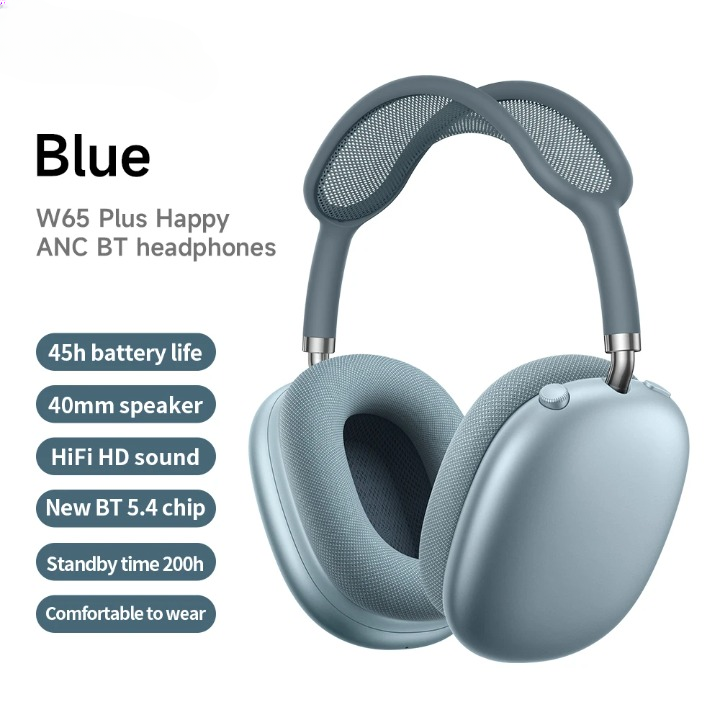 Wireless Headphones | Bluetooth-Kopfhörer Over-Ear ANC W65 Plus | 45 Std. Akkulaufzeit | Wavora