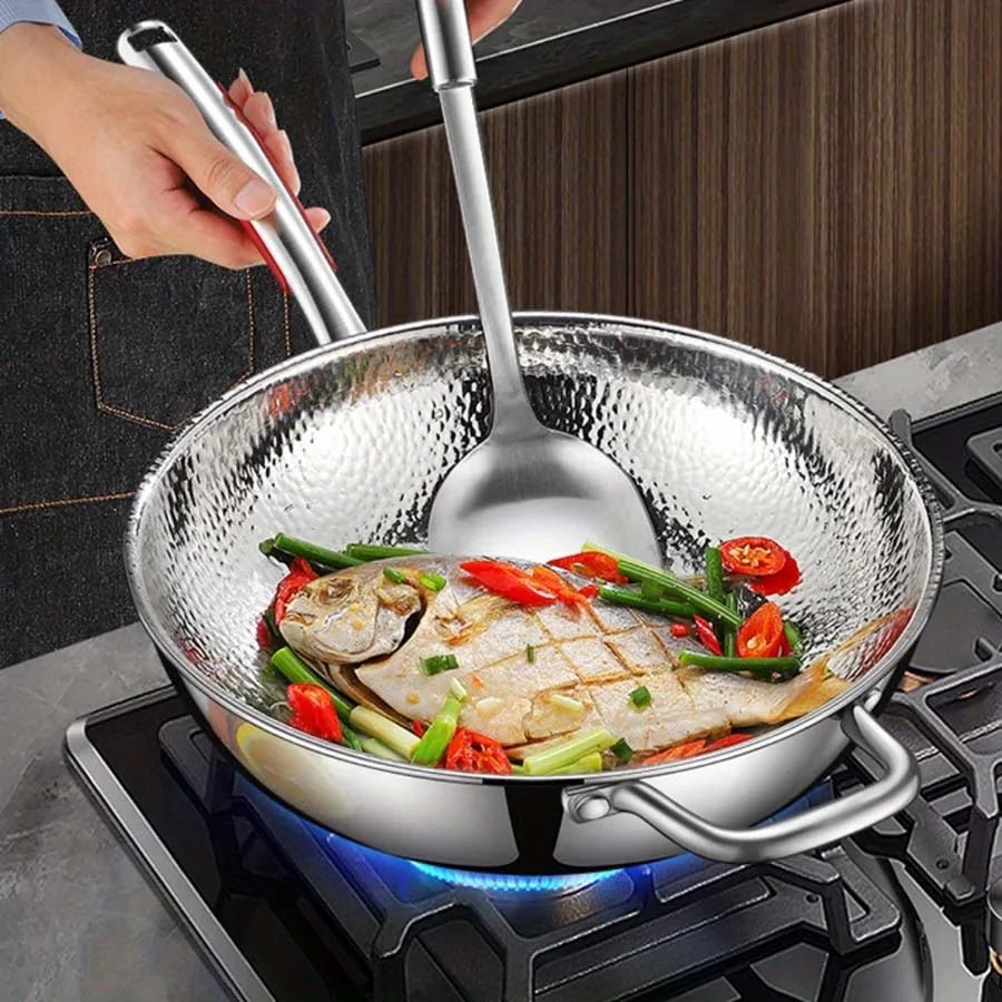 Wok Titan 30 cm Runder Boden | Induktion | Unbeschichtet & Antihaft | Forgea