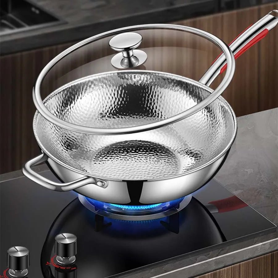 Wok Titan 30 cm Runder Boden | Induktion | Unbeschichtet & Antihaft | Forgea
