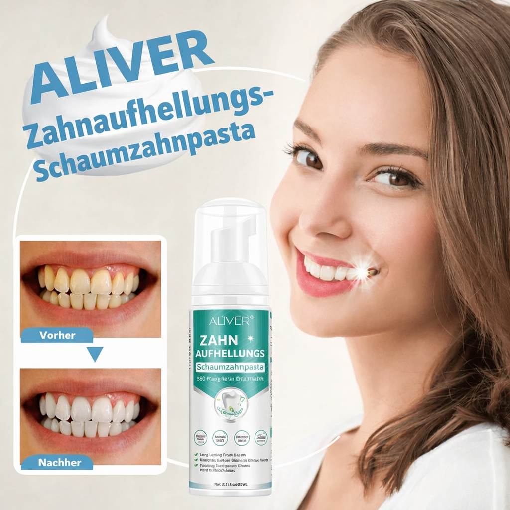 Zahnaufhellung | Zahnweiß Schaumzahnpasta | Entfernt Flecken | JustWhite