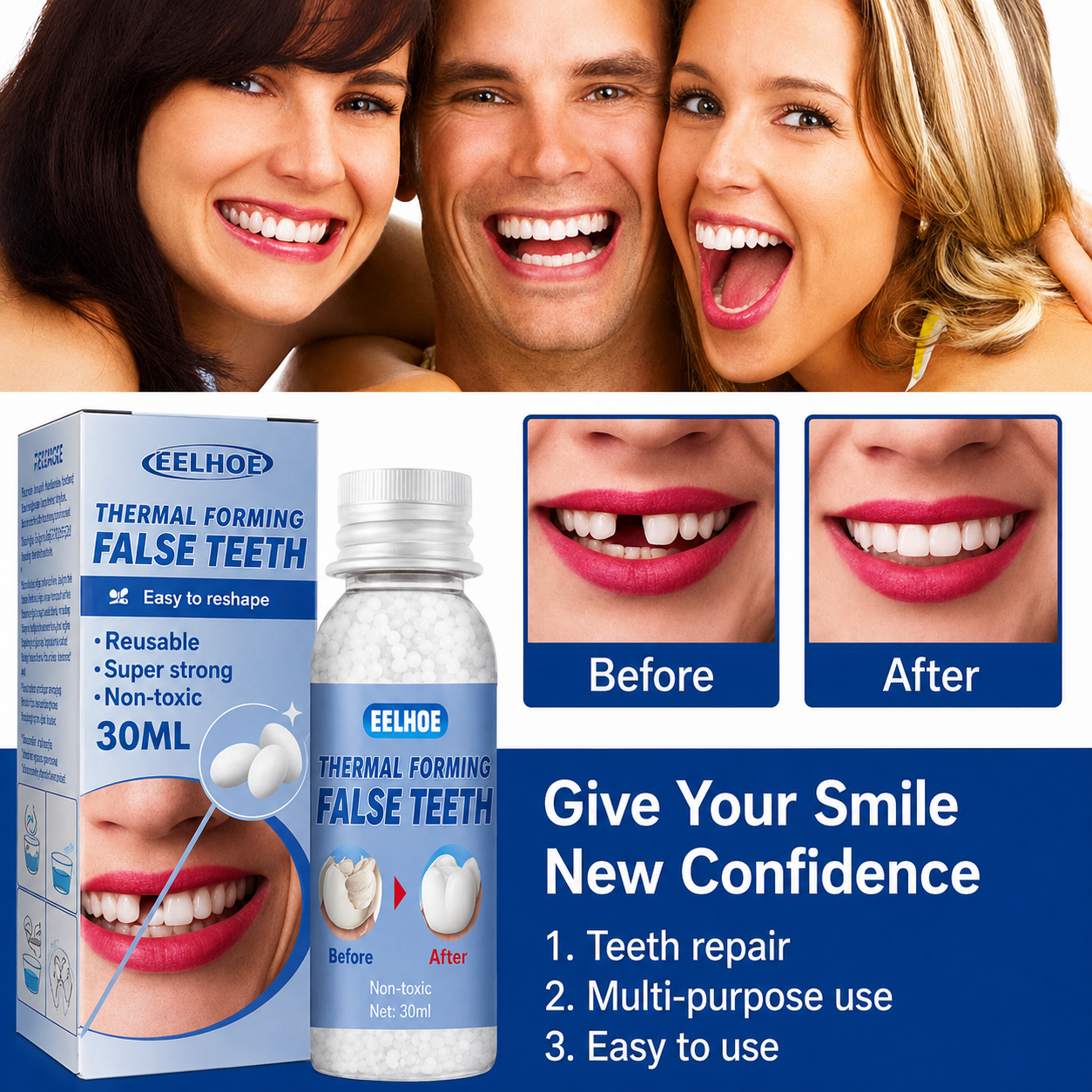 Zahnpflege | Zahnreparatur-Set | Sofortige Füllung von Zahnlücken | ToothPerfect