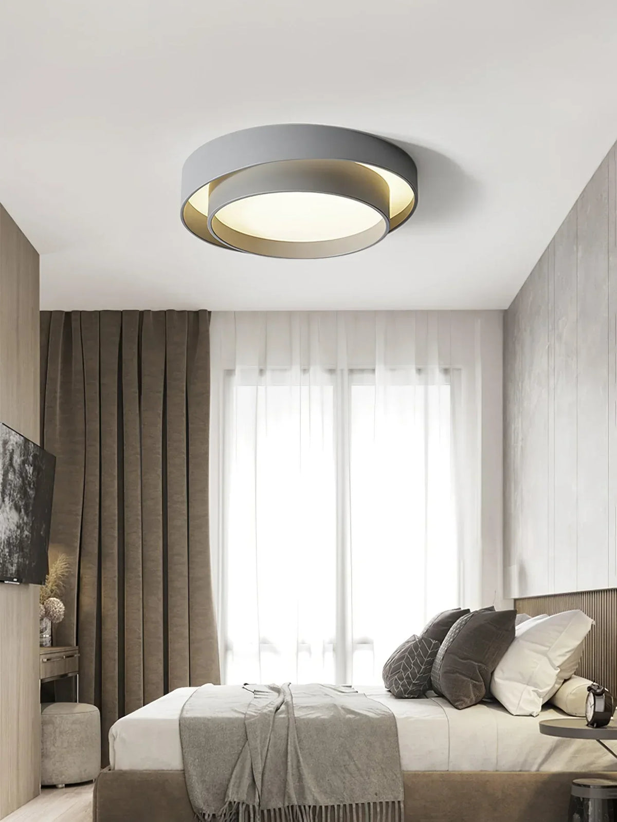 LED Deckenleuchte Metall Ø 40/50/60 cm | Schwarz, Weiss, Grau | Dimmbar per Fernbedienung, Kalt- oder Warmweiss 12