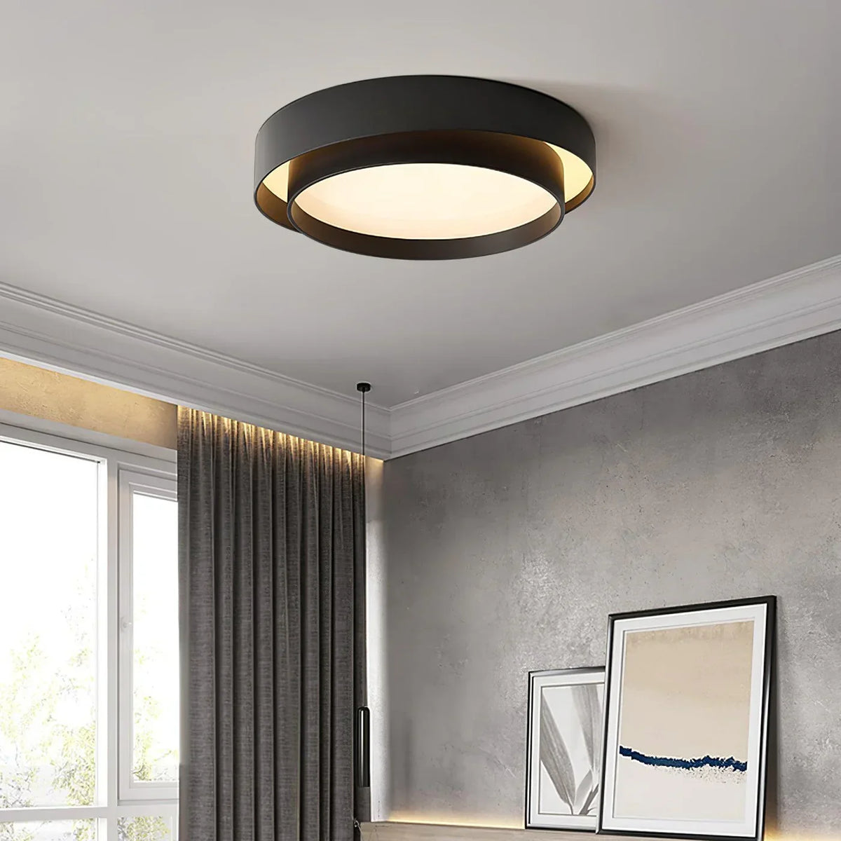 LED Deckenleuchte Metall Ø 40/50/60 cm | Schwarz, Weiss, Grau | Dimmbar per Fernbedienung, Kalt- oder Warmweiss 8