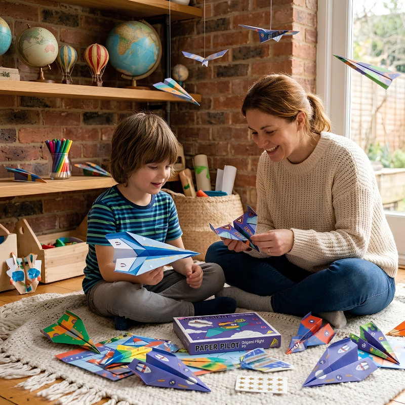 Papierflugzeug Bastelset DIY | 16 Teile, 28 x 21 x 0,4 cm | Kreatives MINT-Lernspielzeug, bildschirmfrei für Kinder 1