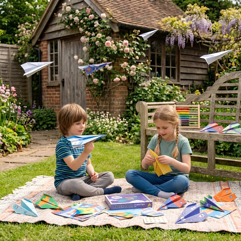Papierflugzeug Bastelset DIY | 16 Teile, 28 x 21 x 0,4 cm | Kreatives MINT-Lernspielzeug, bildschirmfrei für Kinder 3