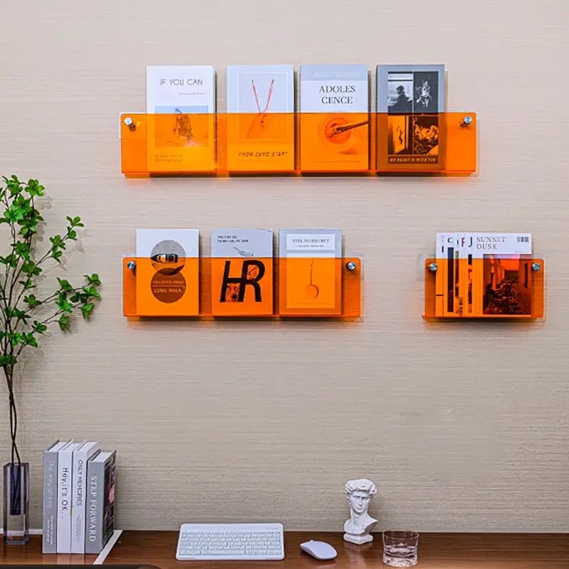 Zeitschriftenhalter Wandmontage aus Acryl | Schwebende Optik für Bücher & Zeitschriften | Platzsparende Wandregal-Lösung 12