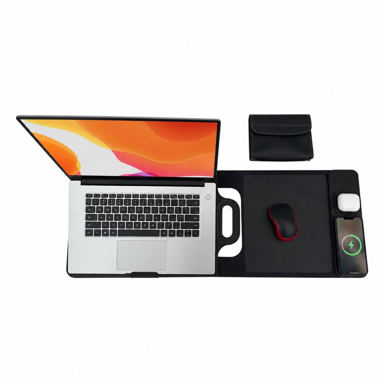 3v1 Skládací bezdrátová nabíjecí stanice | do tašky na notebook | Nabíjí telefon, chytré hodinky a sluchátka | DeskFold
