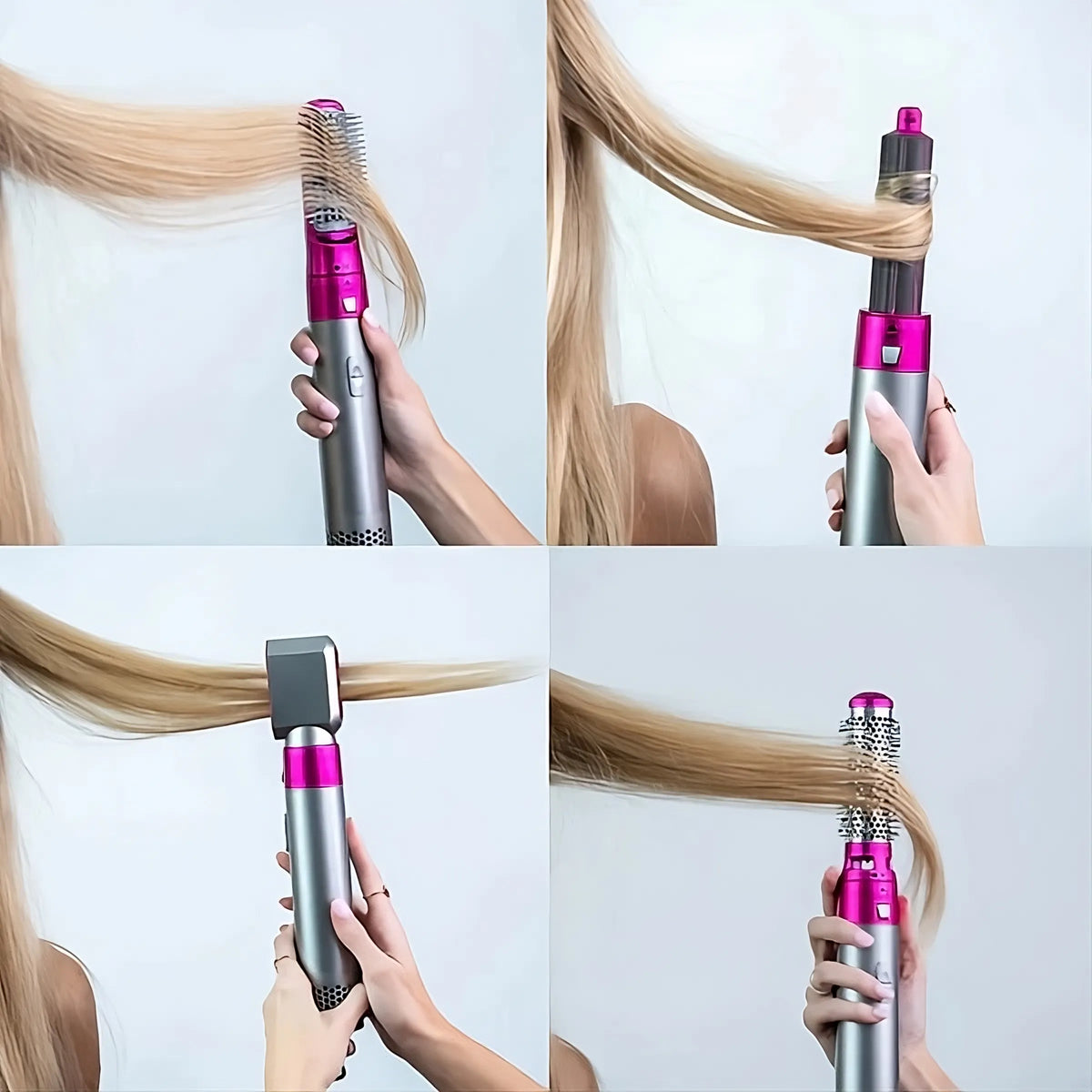 Haarstyler 5 in 1, Lila | Warmluftbürste mit 5 Aufsätzen | Locken, Glätten und Volumen in einem kompletten Styling-Set 8