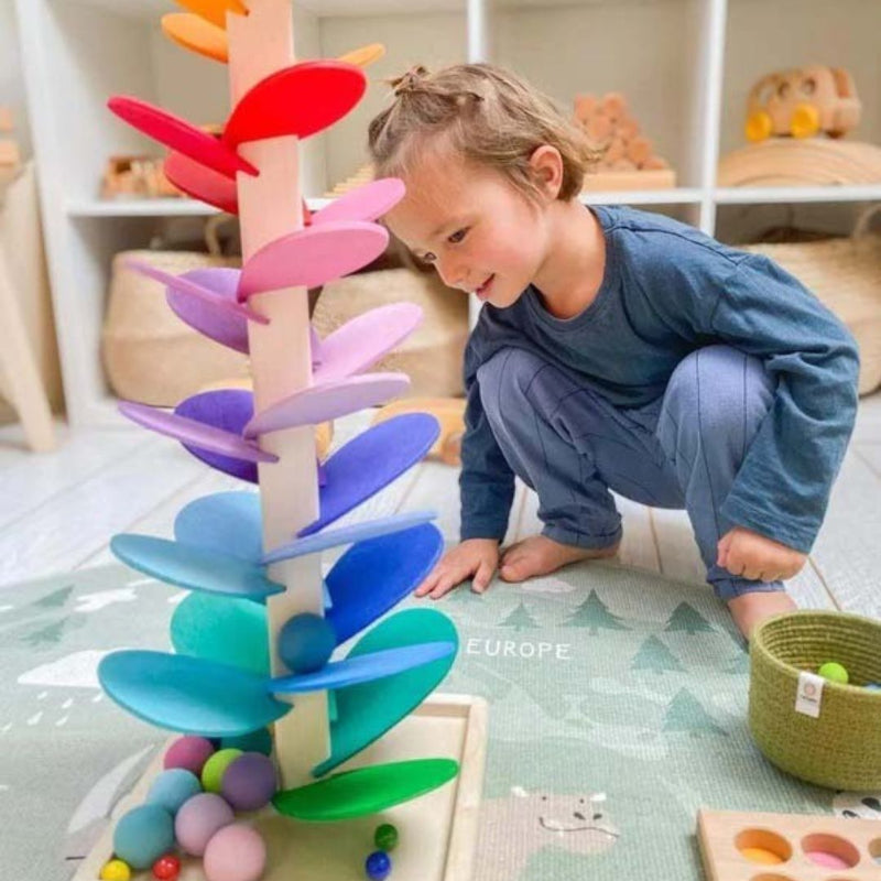 Regnbue-marmortårn | Montessori-læringslegetøj | med farve- og lydeffekt | Tumblewood