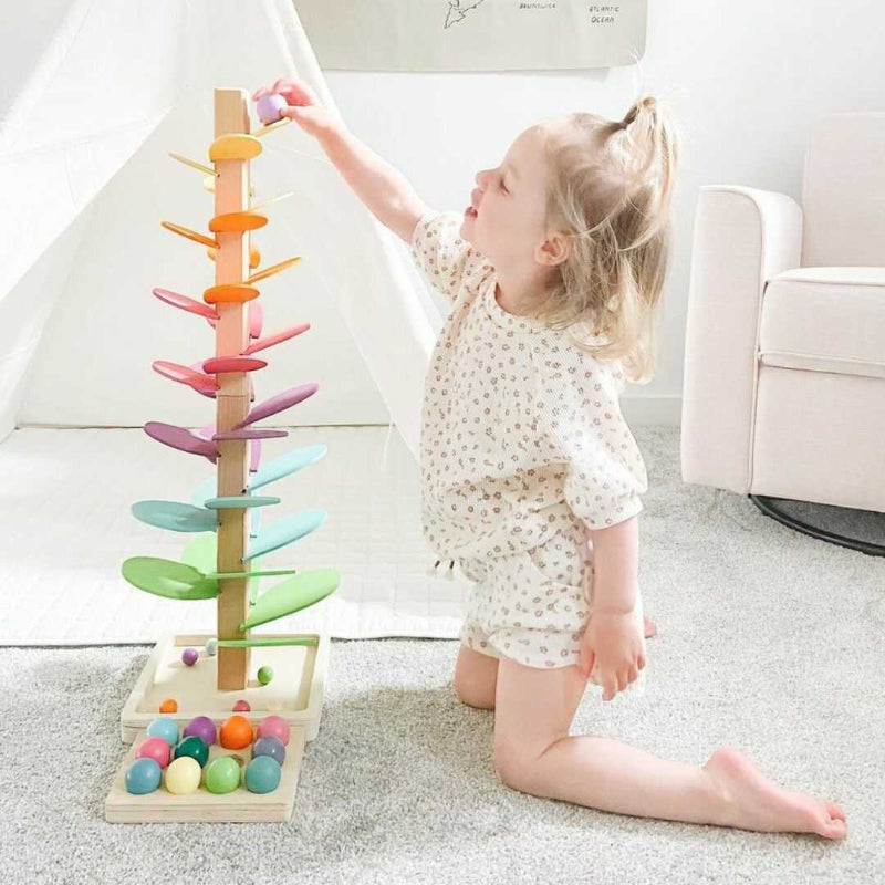 Regnbue-marmortårn | Montessori-læringslegetøj | med farve- og lydeffekt | Tumblewood