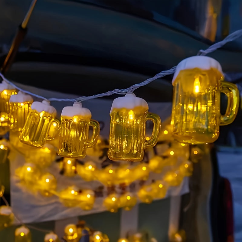 Bierkrug Lichterkette Oktoberfest | 2er Set mit je 10 warmweißen LEDs | Batteriebetrieben, für innen und außen geeignet 1