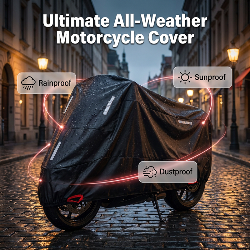 Husă impermeabilă pentru motocicletă | Material Oxford | Benzi reflectorizante și deschideri întărite pentru lacăt | StormShell