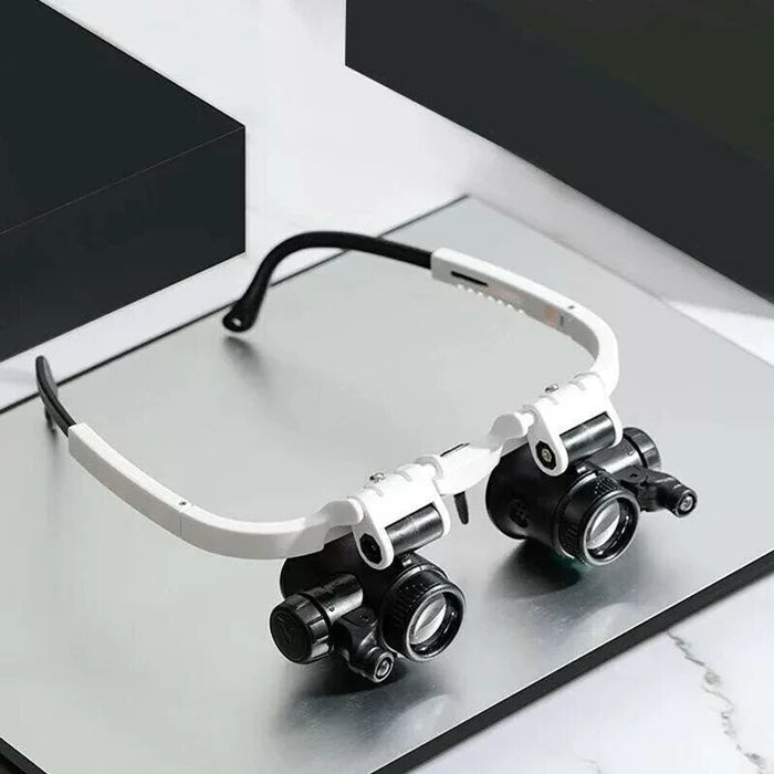 LED-Lupenbrille mit 3 Vergrößerungsstufen 8x 15x 23x | Schwarz | Integrierte LED-Beleuchtung für präzises Sehen 1
