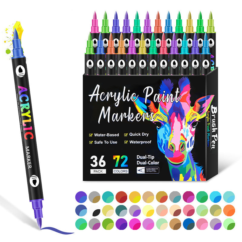 Permanent-Marker Set 24 Stifte (48 Farben) | Haftet auf Holz, Glas, Stoff, Metall | UV-beständig, wasserfest & ungiftig 3