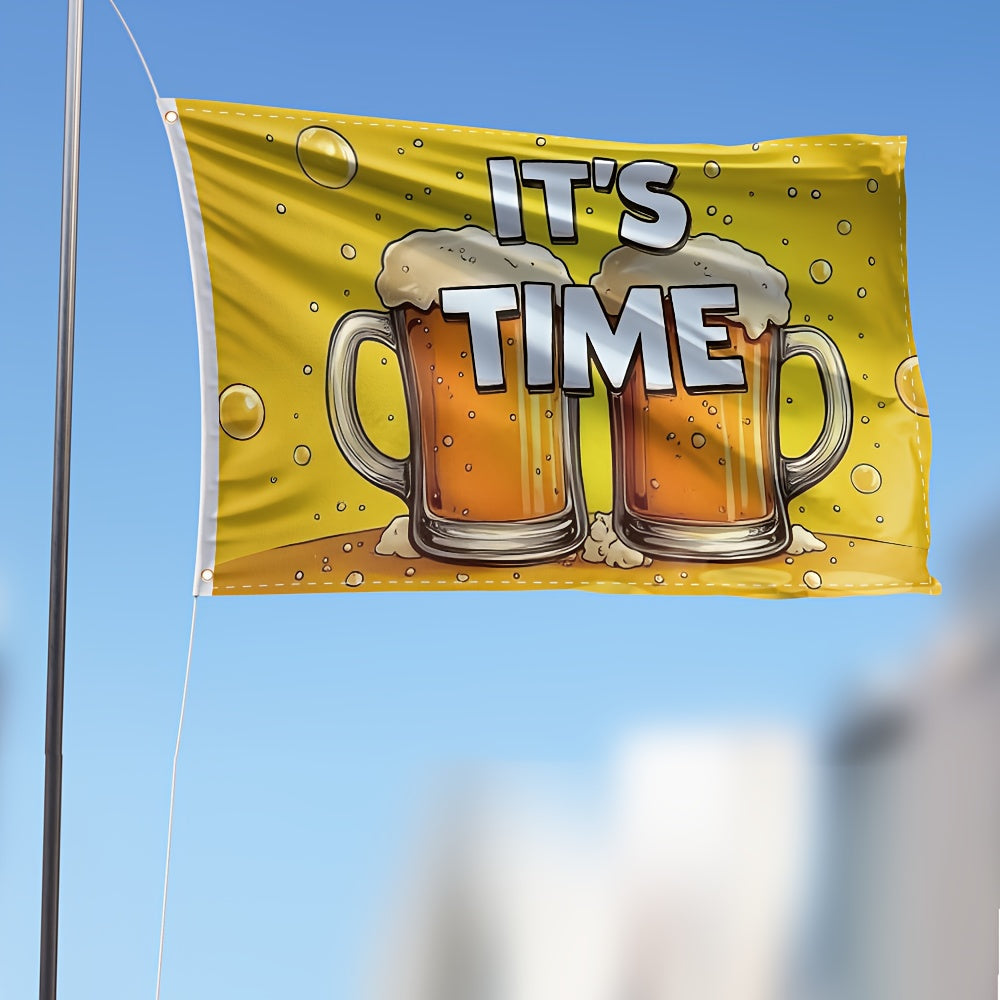 Oktoberfest Deko-Flagge mit Bierkrug-Motiv | Großformat 150 x 90 cm | Wetterfest aus robustem Polyester, mit Ösen 8