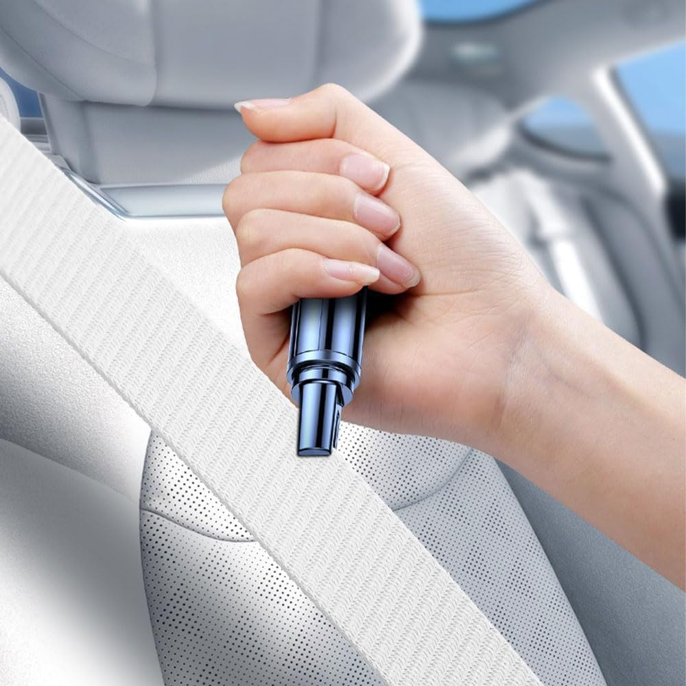 Auto-Notfallwerkzeug 2-in-1 | Fensterbrecher mit Federmechanismus & Gurtschneider | Kompakt für Auto, Tasche, Schlüsselbund 2