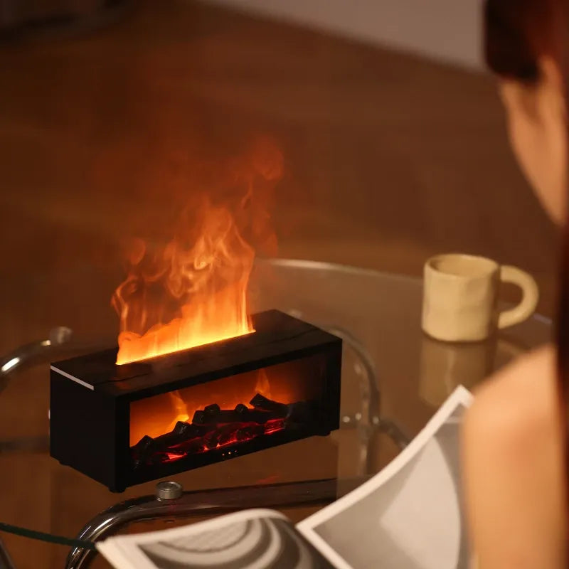 Aromatický difuzér | s efektem plamene | 3D plamen z vodní páry + efekt žhavých uhlíků | Flamescent