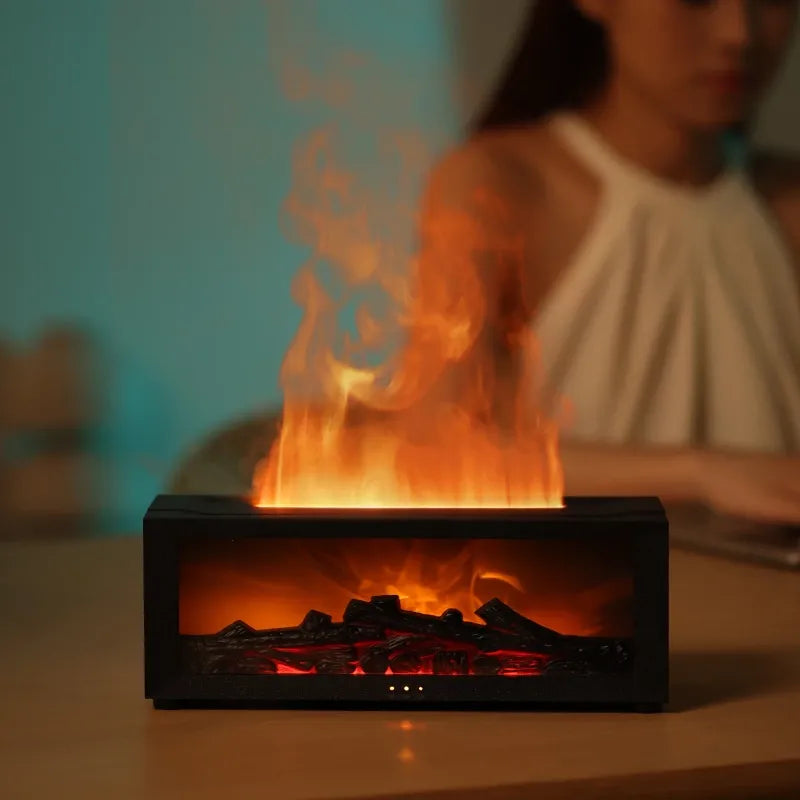 Aromatický difuzér | s efektem plamene | 3D plamen z vodní páry + efekt žhavých uhlíků | Flamescent