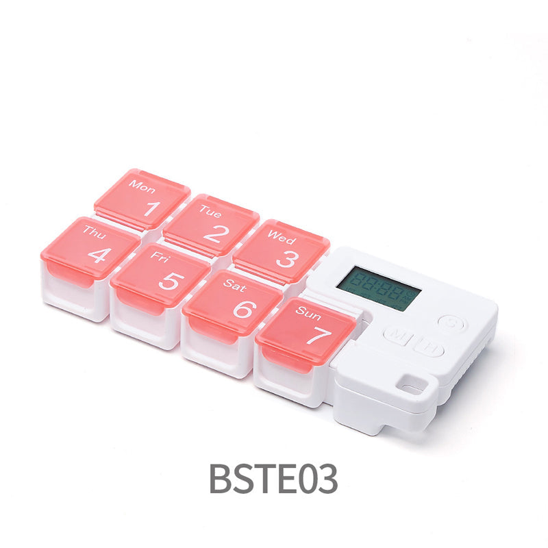 Organizador eletrónico semanal de comprimidos | 4 alarmes | Compartimentos modulares em plástico | MediSort