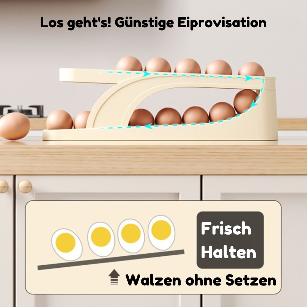 Eierhalter mit Rollmechanismus aus ABS-Kunststoff | Platz für bis zu 15 Eier | Automatische Rotation für maximale Frische 3