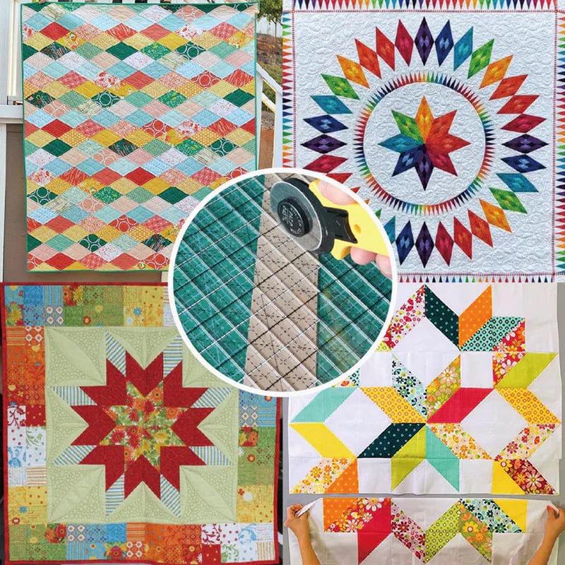 Sada 5 v 1 pravítek na patchwork | Rovné řezy a úhly | Protiskluzové | QuiltLine